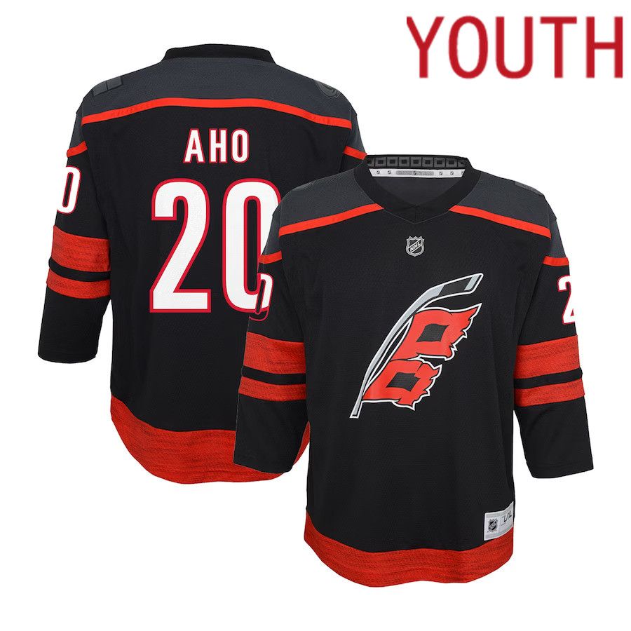 Youth Carolina Hurricanes 20 Sebastian Aho Black Home Replica Player NHL Jersey